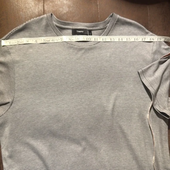 THEORY Striped Cotton Jersey T Shirt Charcoal dress size Large - Picture 7 of 13